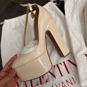 Valentino Beige Patent Platform Heels